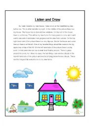 English Worksheet: Listen and Draw (Intermediate)