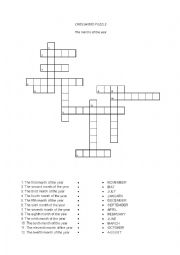 English Worksheet: Crossword puzzle : the months of the year
