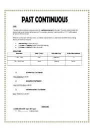 English Worksheet: Past Continuous Tense 