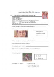 English Worksheet: Last friday night song activity 