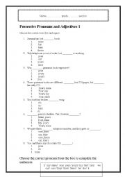 Possessives pronouns and adjectives