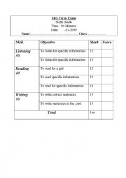 Term Exam Sixth Grade