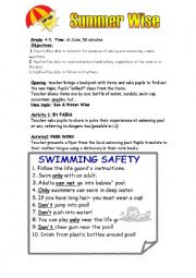 English Worksheet: Summer Safety