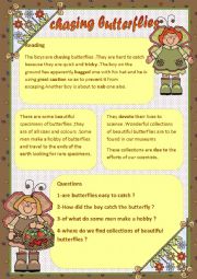 English Worksheet: chasing butterflies 