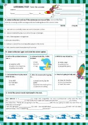 English Worksheet: listening test - Save the oceans (12.06.13)