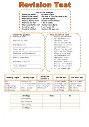 English Worksheet: Revision test