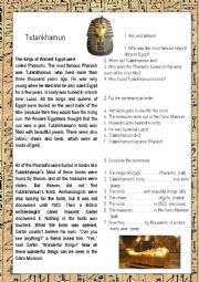 English Worksheet: Tutankhamun