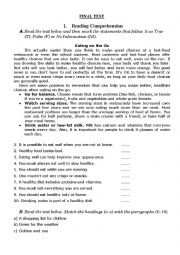 English Worksheet: Final Test