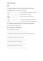 English Worksheet: Conditional Type 1