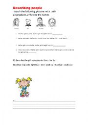 English Worksheet: describe people