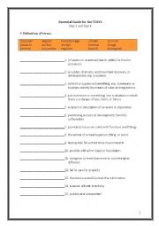 English Worksheet: ETS Essential Guide for the TOEFL Vocabulary Day 3-4