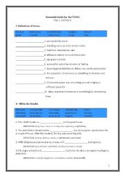 English Worksheet: ETS Essential Guide for the TOEFL Vocabulary Day 1-2