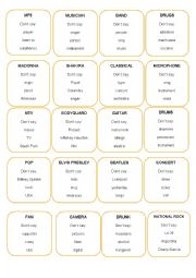 English Worksheet: Taboo Game MUSIC