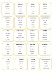 English Worksheet: Taboo Game MUSIC