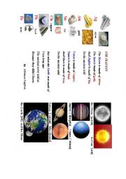 English Worksheet: The Planets (a short poem + a pictionary+ questions to discuss)