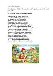 English Worksheet: TEST ON PRESENT SIMPLE (based on a poetic version of RED RIDING HOOD)