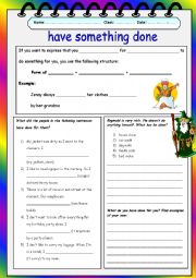 English Worksheet: have somehting done