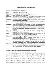 English Worksheet: adjectives Vs Adverbs Practice
