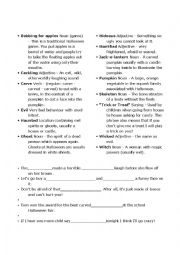 English Worksheet: Halloween Vocabulary, Definitions and Fill-ins