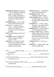 Halloween Vocabulary, Definitions and Fill-ins