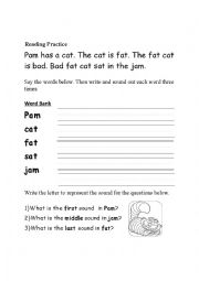 English Worksheet: Short Vowel Sound a