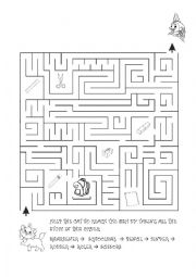 English Worksheet: classroom stuff labyrinth