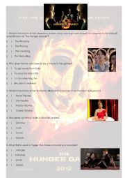 English Worksheet: The Hunger Games - Movie Quiz - (with answers)