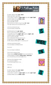 English Worksheet: Song: 93 MILLION MILES by Jason Mraz