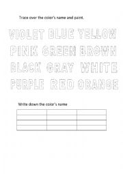 English Worksheet: colors activity