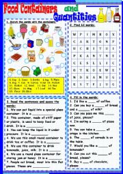 English Worksheet: Food Containers