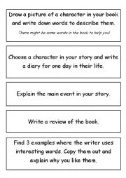 English Worksheet: Reading Activity Cards