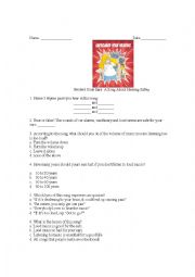 Hearing Safety Song Worksheet