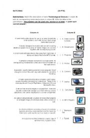 English Worksheet: Science and Technology Matching