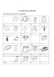 English Worksheet: clothes and accesories