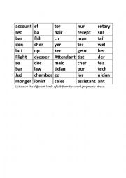 English Worksheet: Job Word Fragment