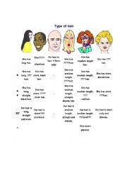 English Worksheet: Describing somebodys hair