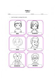 English Worksheet: THE FAMILY