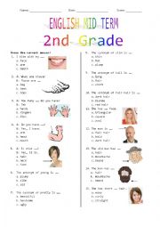 English Worksheet: 2nd Grade Mid Term