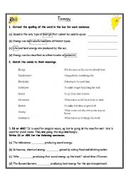English Worksheet: Energy Overview