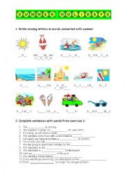 English Worksheet: Summer holidays - 2 exercises