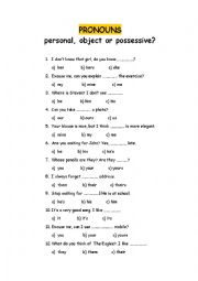 English Worksheet: Pronouns