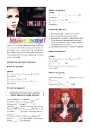 English Worksheet: Selena Gomez Come and get it 