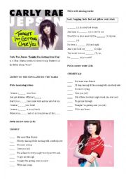 English Worksheet: Carly Rea Japsen  Tonight  Im getting over you 