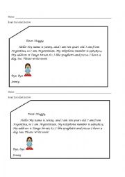 English Worksheet: A LETTER FOR BEGINERS USING TO BE.