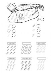 English Worksheet: School materials for counting