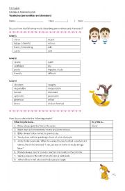 English Worksheet: Personalities and Characters (describing people)