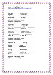 English Worksheet: Everything at Once by Lenka