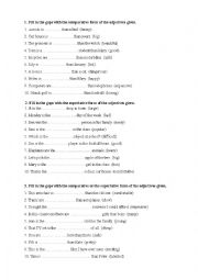 English Worksheet: Comparative and superlative adjectives - exercises