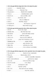 Comparative and superlative adjectives - exercises