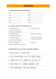 English Worksheet: ADVERBS - 3 exercises